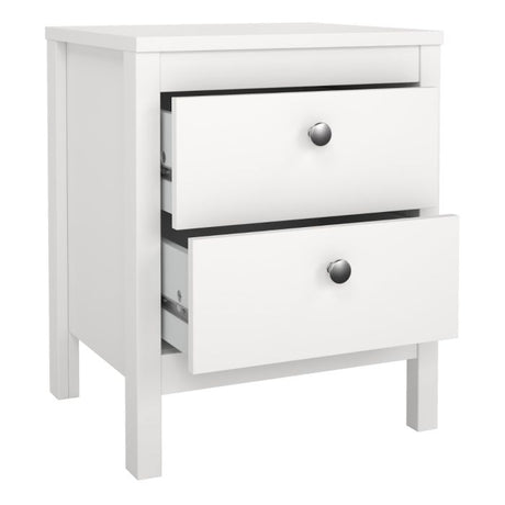 Rowan 2 Drawer Bedside Table-White - FurniComp