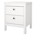 Rowan 2 Drawer Bedside Table-White - FurniComp