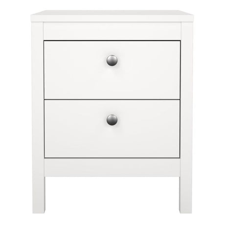 Rowan 2 Drawer Bedside Table-White - FurniComp
