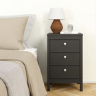 Rowan 3 Drawer Bedside Table-Black - FurniComp
