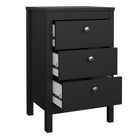 Rowan 3 Drawer Bedside Table-Black - FurniComp