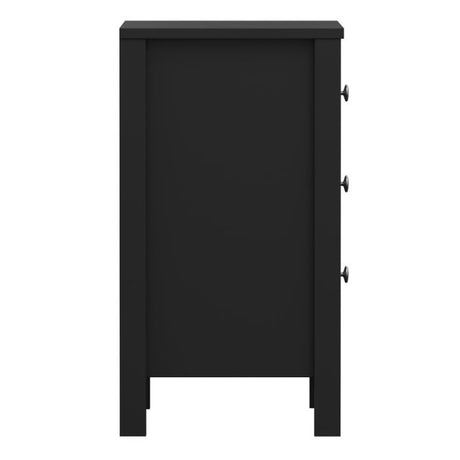 Rowan 3 Drawer Bedside Table-Black - FurniComp