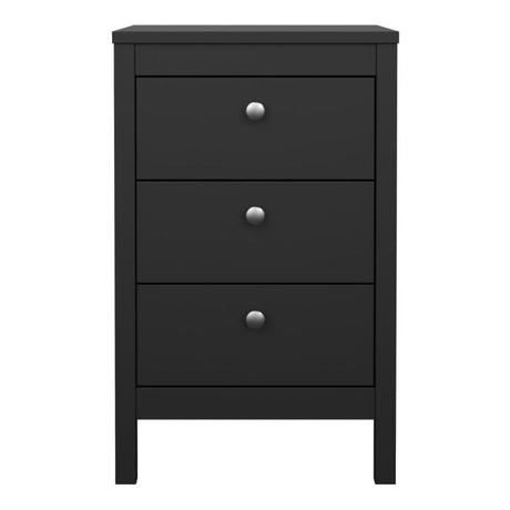 Rowan 3 Drawer Bedside Table-Black - FurniComp