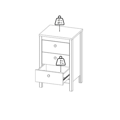 Rowan 3 Drawer Bedside Table-Cashmere - FurniComp