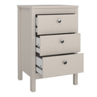 Rowan 3 Drawer Bedside Table-Cashmere - FurniComp