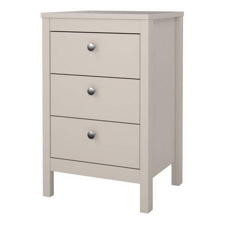 Rowan 3 Drawer Bedside Table-Cashmere - FurniComp