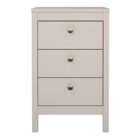 Rowan 3 Drawer Bedside Table-Cashmere - FurniComp