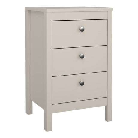 Rowan 3 Drawer Bedside Table-Cashmere - FurniComp