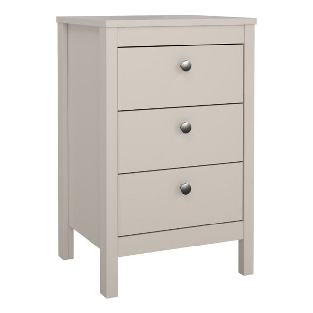Rowan 3 Drawer Bedside Table-Cashmere - FurniComp