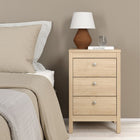 Rowan 3 Drawer Bedside Table-Jackson Hickory Oak - FurniComp