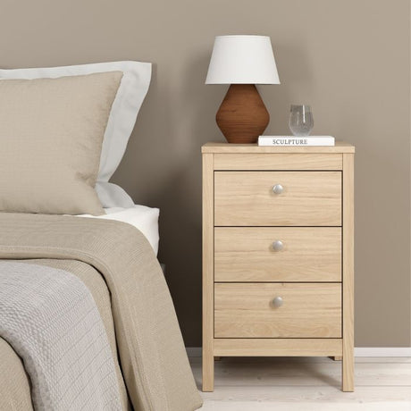 Rowan 3 Drawer Bedside Table-Jackson Hickory Oak - FurniComp