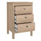 Rowan 3 Drawer Bedside Table-Jackson Hickory Oak - FurniComp
