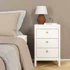 Rowan 3 Drawer Bedside Table-White - FurniComp