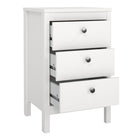 Rowan 3 Drawer Bedside Table-White - FurniComp