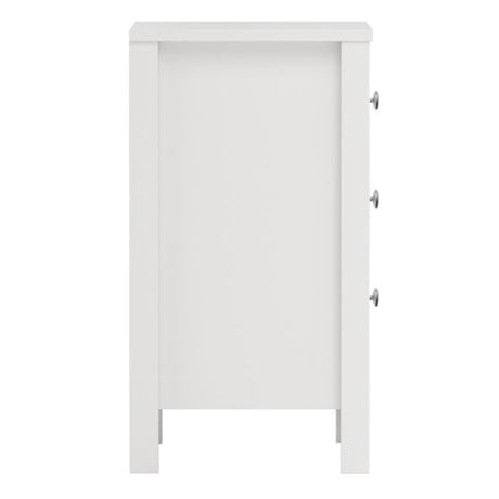 Rowan 3 Drawer Bedside Table-White - FurniComp