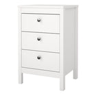 Rowan 3 Drawer Bedside Table-White - FurniComp