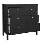 Rowan 80cm 3 Drawer Chest of Drawers - Black - FurniComp