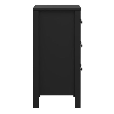 Rowan 80cm 3 Drawer Chest of Drawers - Black - FurniComp