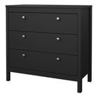Rowan 80cm 3 Drawer Chest of Drawers - Black - FurniComp
