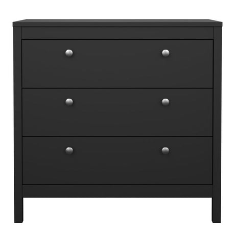 Rowan 80cm 3 Drawer Chest of Drawers - Black - FurniComp