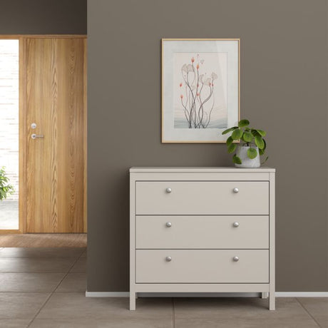 Rowan 80cm 3 Drawer Chest of Drawers - Cashmere - FurniComp