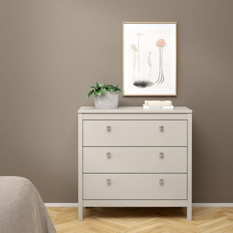 Rowan 80cm 3 Drawer Chest of Drawers - Cashmere - FurniComp