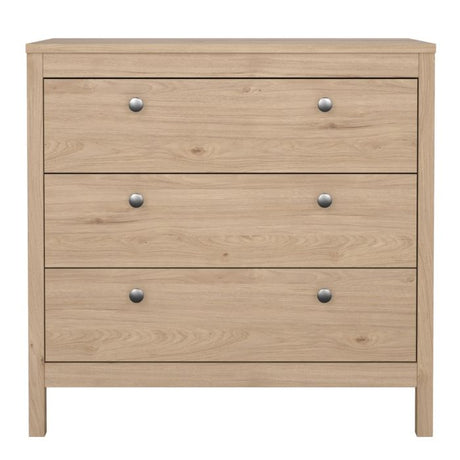 Rowan 80cm 3 Drawer Chest of Drawers - Jackson Hickory Oak - FurniComp