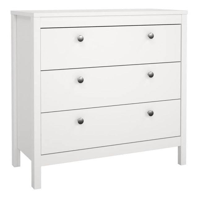 Rowan 80cm 3 Drawer Chest of Drawers - White - FurniComp