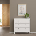 Rowan 80cm 3 Drawer Chest of Drawers - White - FurniComp