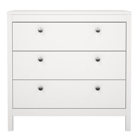 Rowan 80cm 3 Drawer Chest of Drawers - White - FurniComp