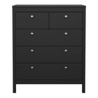 Rowan 80cm 5 Drawer Chest of Drawer-Black - FurniComp