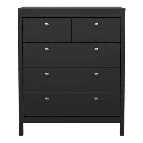 Rowan 80cm 5 Drawer Chest of Drawer-Black - FurniComp