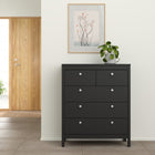 Rowan 80cm 5 Drawer Chest of Drawer-Black - FurniComp