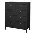 Rowan 80cm 5 Drawer Chest of Drawer-Black - FurniComp