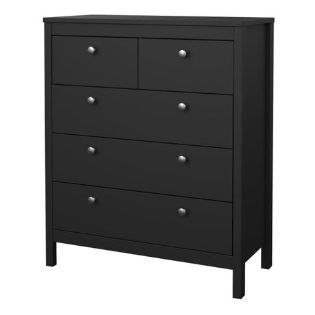 Rowan 80cm 5 Drawer Chest of Drawer-Black - FurniComp