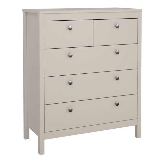 Rowan 80cm 5 Drawer Chest of Drawer-Cashmere - FurniComp