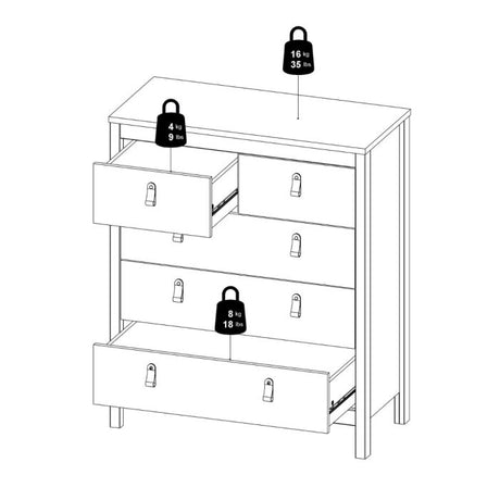 Rowan 80cm 5 Drawer Chest of Drawer-Cashmere - FurniComp