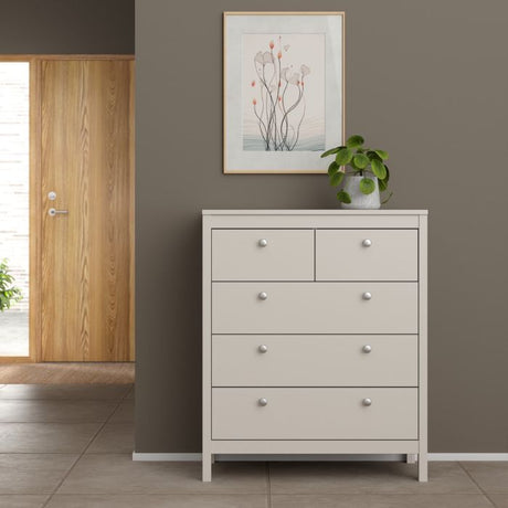 Rowan 80cm 5 Drawer Chest of Drawer-Cashmere - FurniComp