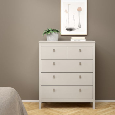 Rowan 80cm 5 Drawer Chest of Drawer-Cashmere - FurniComp