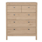 Rowan 80cm 5 Drawer Chest of Drawer-Jackson Hickory Oak - FurniComp