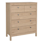 Rowan 80cm 5 Drawer Chest of Drawer-Jackson Hickory Oak - FurniComp