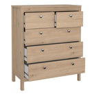 Rowan 80cm 5 Drawer Chest of Drawer-Jackson Hickory Oak - FurniComp