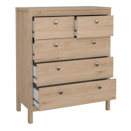 Rowan 80cm 5 Drawer Chest of Drawer-Jackson Hickory Oak - FurniComp