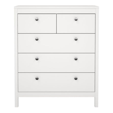 Rowan 80cm 5 Drawer Chest of Drawer-White - FurniComp
