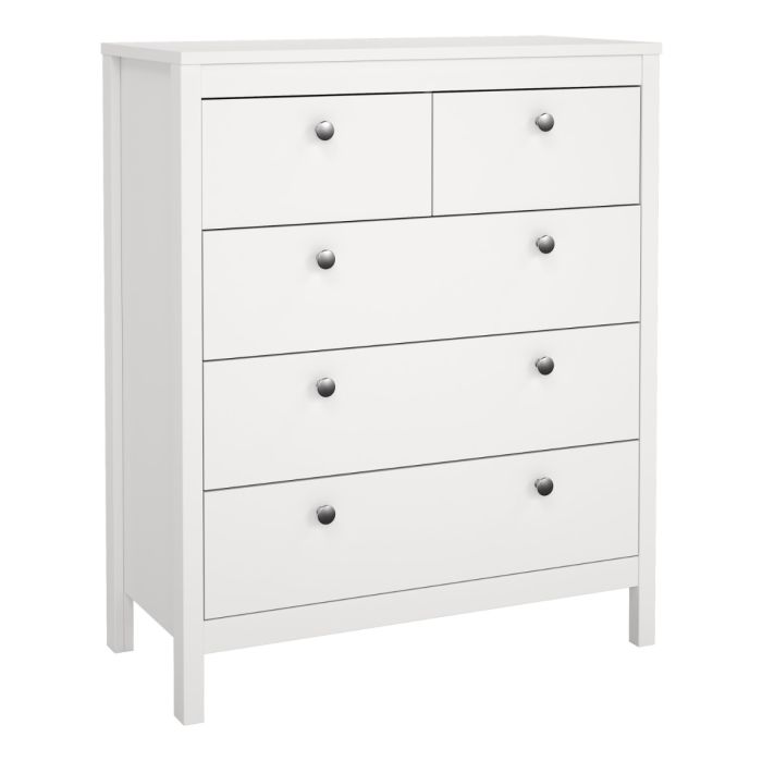 Rowan 80cm 5 Drawer Chest of Drawer-White - FurniComp