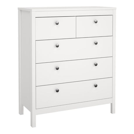 Rowan 80cm 5 Drawer Chest of Drawer-White - FurniComp