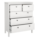 Rowan 80cm 5 Drawer Chest of Drawer-White - FurniComp