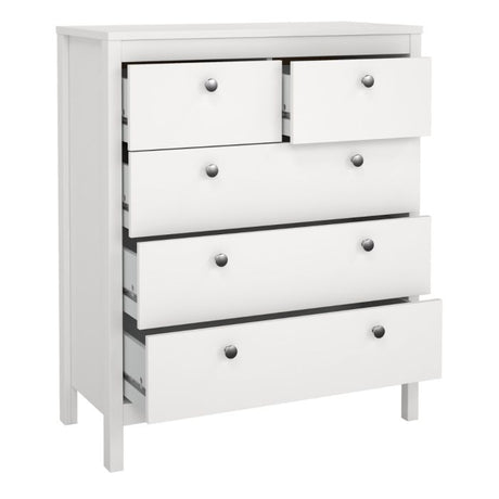 Rowan 80cm 5 Drawer Chest of Drawer-White - FurniComp