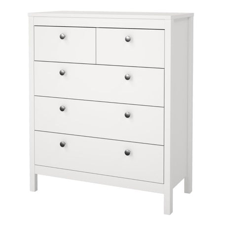 Rowan 80cm 5 Drawer Chest of Drawer-White - FurniComp
