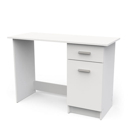 Ruben Small White Office Desk with Storage Drawer and Cupboard - FurniComp